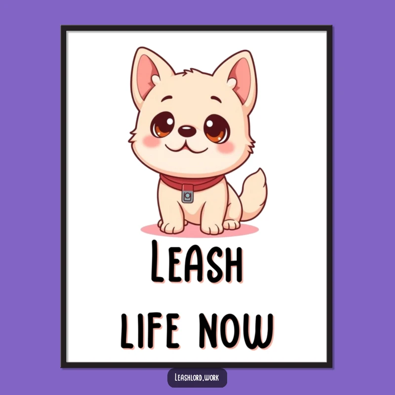 Funny Dog Leash Digital Art: Playful Pup Anticipation Print, Instant Decor