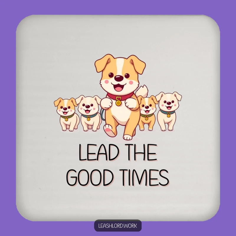 Funny Dog Walker Pack Coaster Set: Protect Surfaces with Humor