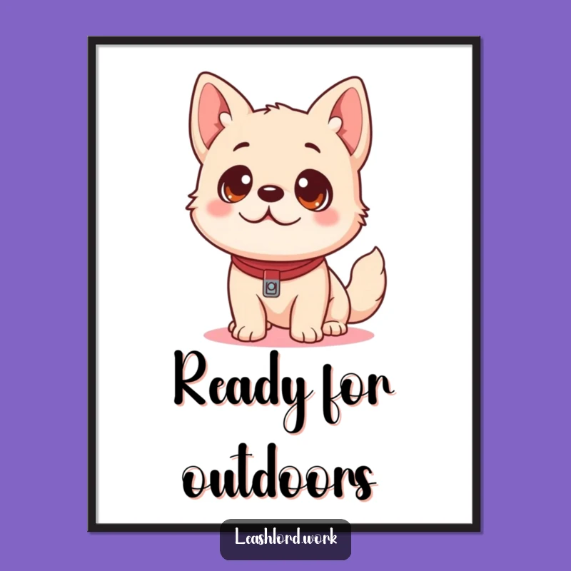 Funny Dog Leash Poster: Playful Pup Art, Hilarious Wall Decor Gift