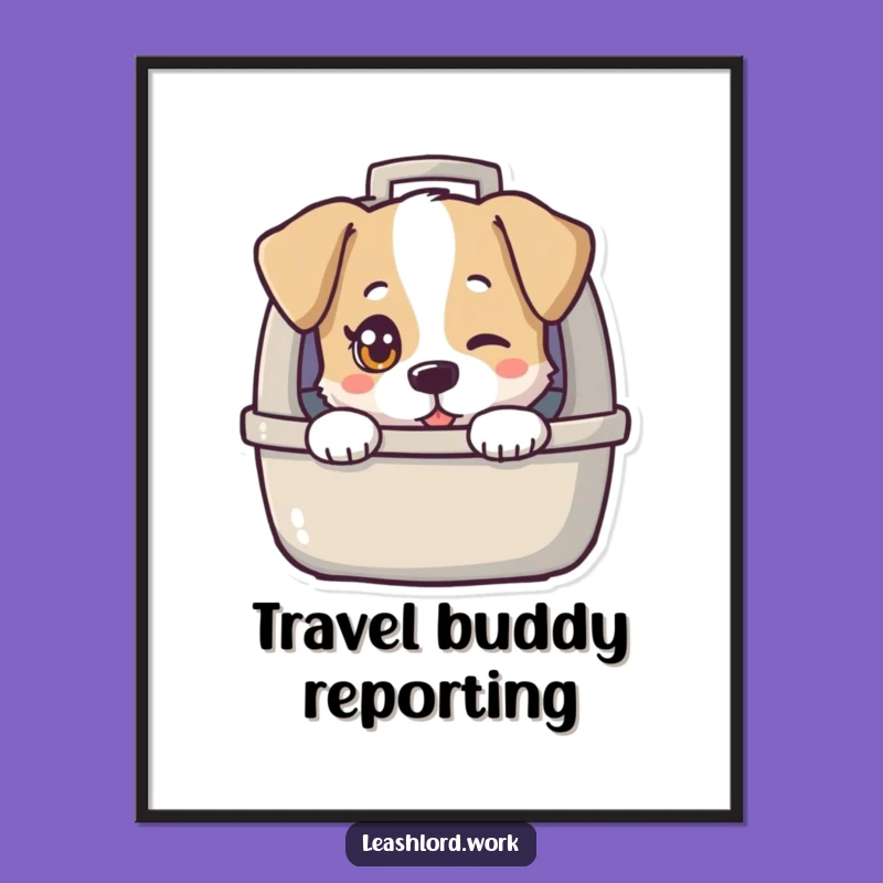 Funny Twinkling Eye Dog Carrier Poster - Playful Pet Wall Art Gift