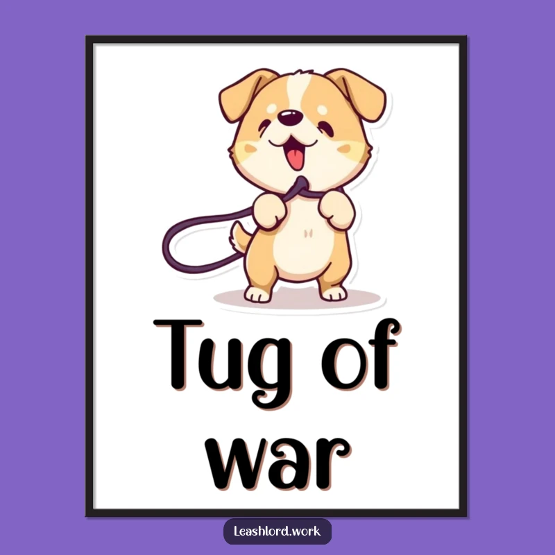 Funny Energetic Dog Poster: Leash Tug Art, Hilarious Wall Decor Gift