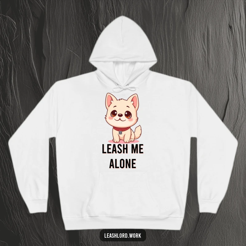 Funny Dog Hoodie: A comfortable hoodie showcasing a playful dog with eager eyes looking up at a leash.