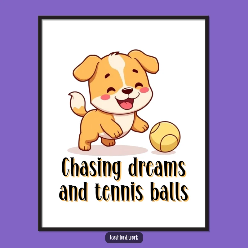 Free Printable Wall Art: Happy Fetching Dog, Fun & Funny Downloadable Decor