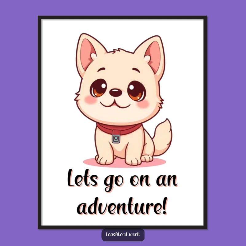 Free Printable Wall Art: Eager Dog & Leash, Cute & Funny Downloadable Decor