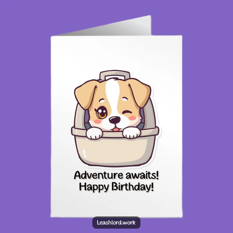 Free Printable Birthday Card: Twinkling Eye Dog Escape Artist - Funny Downloadable Gift