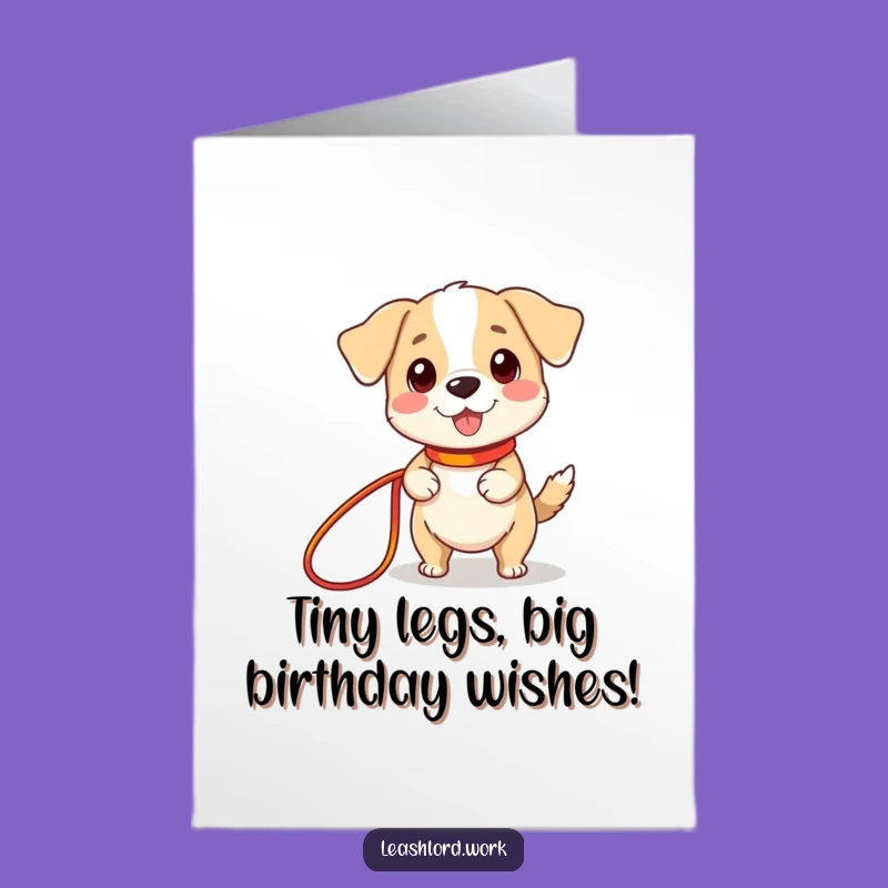 Free Printable Birthday Card: Cute Dog Tiny Legs - Funny Downloadable Gift
