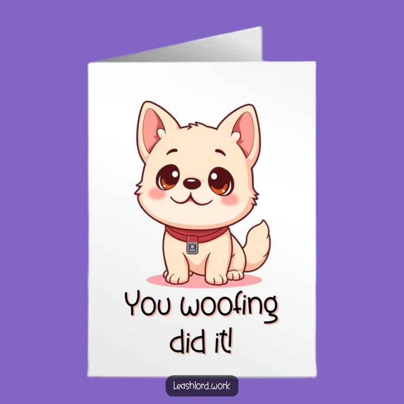 Free Printable Congrats Card: Eager Dog & Leash, Joyful Downloadable Message