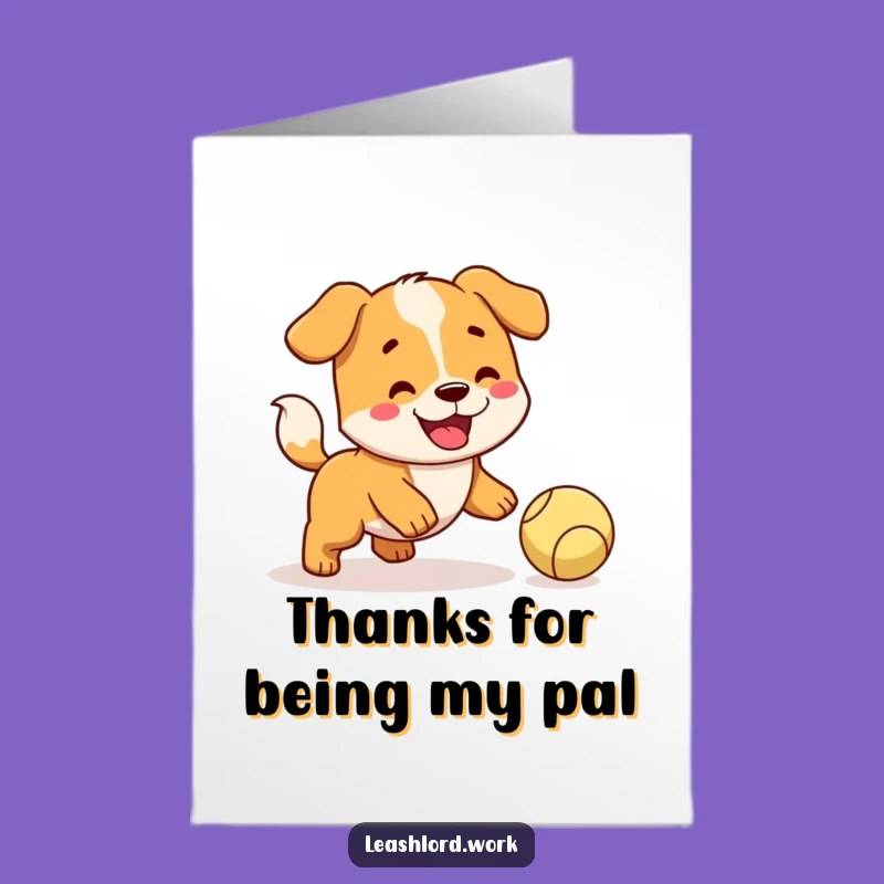 Free Printable Thank You Card: Fetching Dog, Playful Downloadable Gratitude