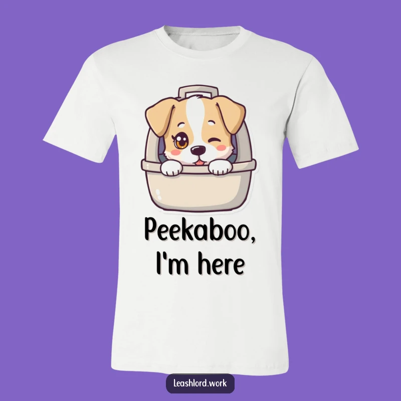 Funny Peek-a-Boo Dog Carrier T-Shirt - Twinkling Eye Humor Gift